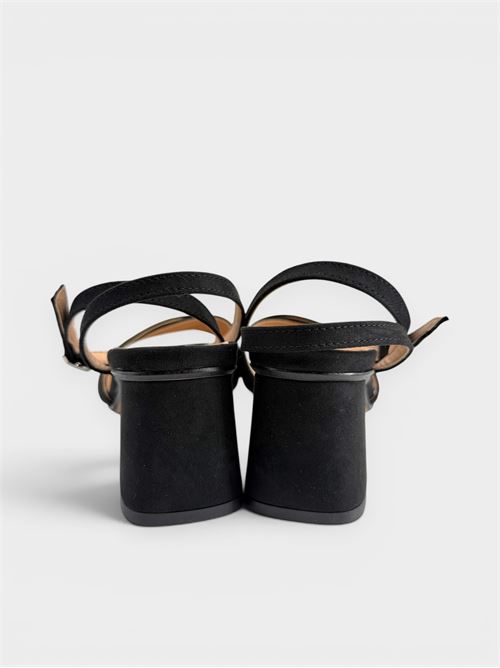 Sandalo in camoscio nero con tacco basso IL LACCIO | 5704CAMOSCIONERO